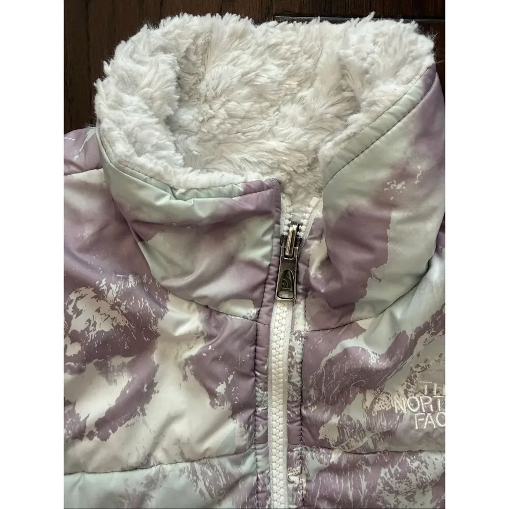 The North Face Girls Large Reversible Mossbud Swirl Purple Mountain Coat